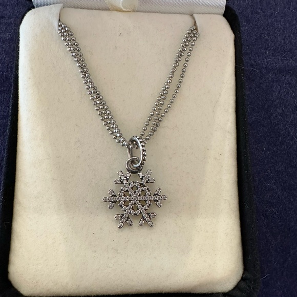 Pandora Jewelry - Pandora “Winter Kiss” Silver Swarovski Snowflake Crystal Pendant and Necklace